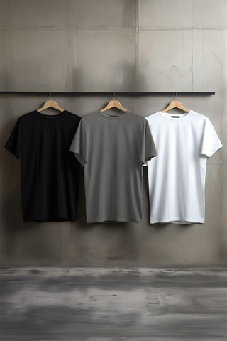 3 t-shirts - Noir et gris chiné