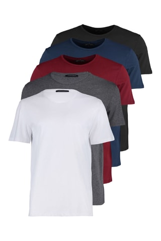 5 t-shirts slim - Rouge et bleu marine