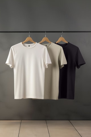 3 t-shirts - Anthracite et beige