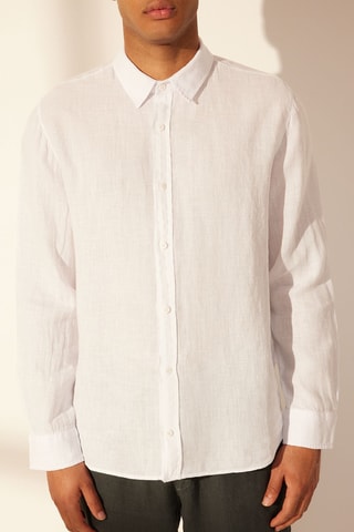 Chemise regular en lin - Blanc