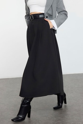 Jupe midi taille haute - Noir