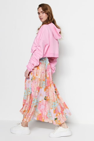 Jupe plissée taille haute - Rose et orange