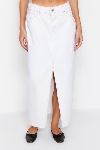 Jupe longue en jean - Blanc