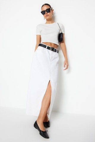 Jupe longue en jean - Blanc