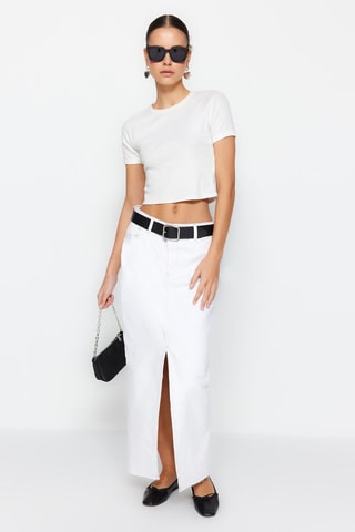 Jupe longue en jean - Blanc