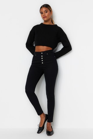 Jean skinny taille haute - Noir