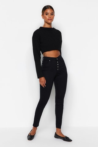 Jean skinny taille haute - Noir