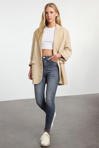 Jean skinny taille haute - Gris