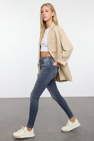 Jean skinny taille haute - Gris