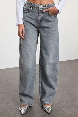 Jean baggy taille haute - Gris