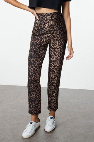 Pantalon cigarette 7/8 taille haute - Marron