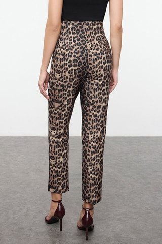 Pantalon cigarette 7/8 taille haute - Marron