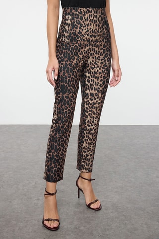 Pantalon cigarette 7/8 taille haute - Marron