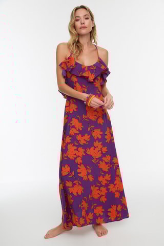 Robe longue - Violet et orange