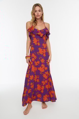 Robe longue - Violet et orange