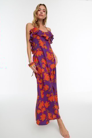 Robe longue - Violet et orange