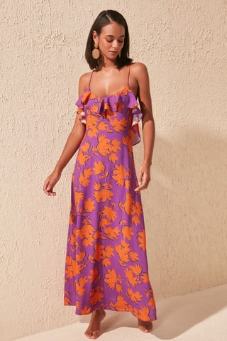 Robe longue - Violet et orange