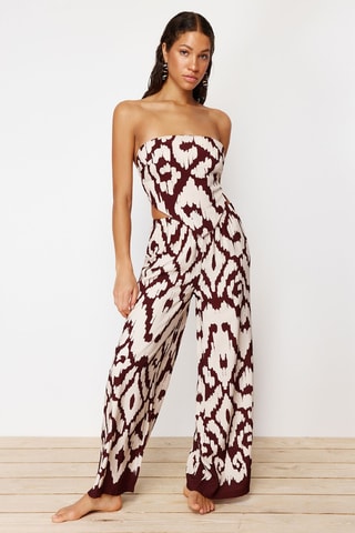 Top bustier et pantalon - Marron et écru