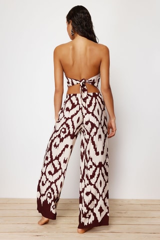 Top bustier et pantalon - Marron et écru