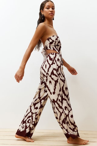 Top bustier et pantalon - Marron et écru