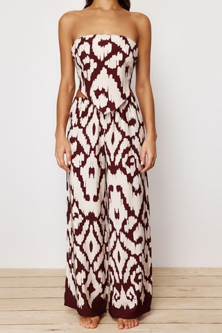Top bustier et pantalon - Marron et écru
