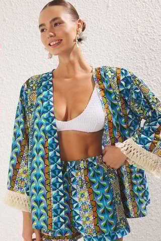 Kimono et short - Bleu et orange