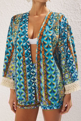 Kimono et short - Bleu et orange
