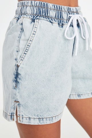 Short en jean taille haute - Bleu clair