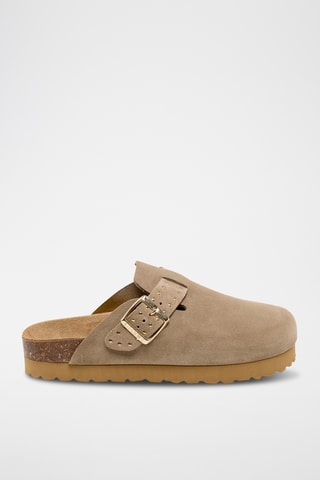 Sabots plateformes en cuir - Marron clair