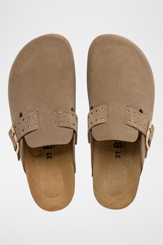 Sabots plateformes en cuir - Marron clair