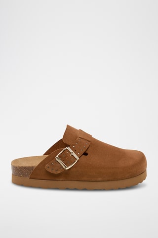 Sabots plateformes en cuir - Camel