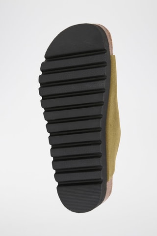 Mules à plateforme en cuir - Kaki