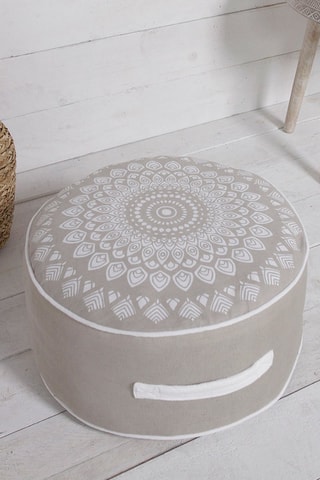 Pufe em algodão 190 g/cm² Karma Bege e branco - 45 x 20 cm