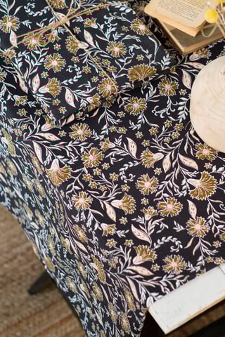 Toalha de mesa retangular Indies - Preto e ocre