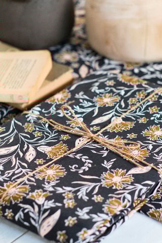 Toalha de mesa retangular Indies - Preto e ocre