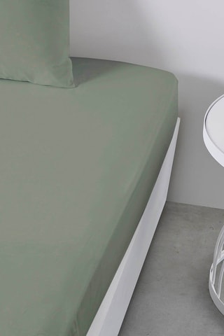 Lençol-capa em algodão 78 fios/cm² - Sálvia - Rebordo 30 cm