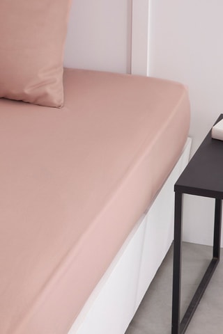 Lençol-capa em algodão 57 fios/cm² Essential - Rosa da areia
