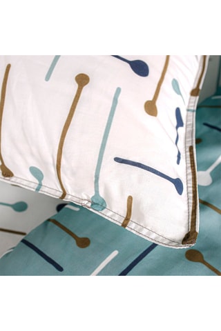 Conjunto de edredão em algodão 57 fios/cm² Sunshine 6.46 - Branco e verde-água