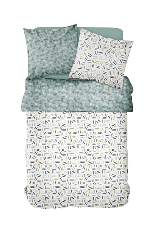 Conjunto de edredão em algodão 57 fios/cm² Sunshine 6.43 - Cru e verde-água