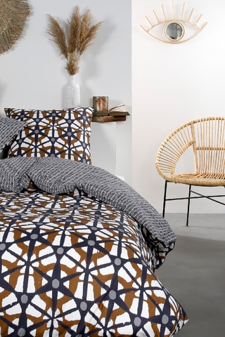 Conjunto de edredão em algodão 57 fios/cm² Mawira 2.03 - Cru e castanho