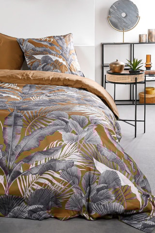 Conjunto de edredão em algodão 57 fios/cm² Sunshine 6.14 - Mostarda e cinzento
