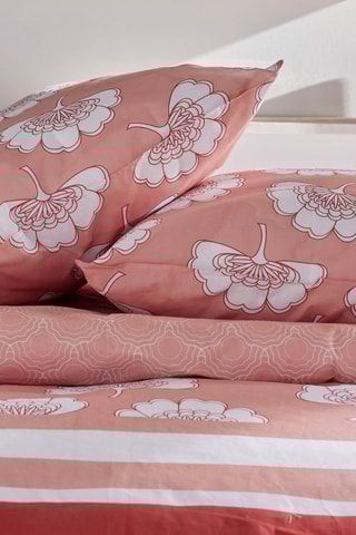 Conjunto de edredão em algodão 57 fios/cm² - Rosa e branco