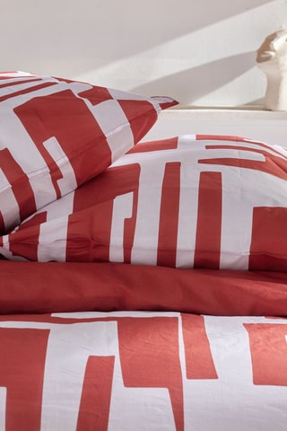 Conjunto de edredão em algodão 57 fios/cm² - Vermelho e branco
