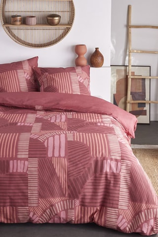 Conjunto de edredão em algodão 57 fios/cm² - Bege e vermelho