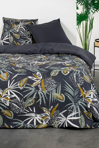 Conjunto de edredão em algodão 57 fios/cm² Sunshine - Antracite e ocre