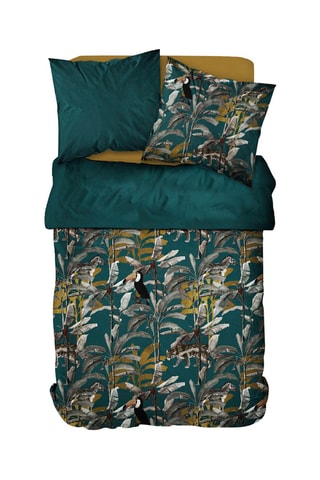 Conjunto de edredão em algodão 57 fios/cm² Sunshine 6.31 - Verde e mostarda