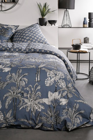 Conjunto de edredão em algodão 57 fios/cm² Sunshine 6.37 - Azul e cinzento