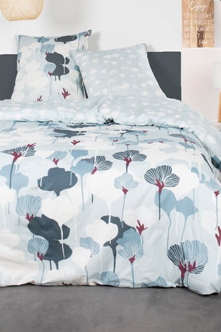 Conjunto de edredão em algodão 57 fios/cm² Sunshine - Branco e azul claro