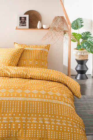 Conjunto de edredão em algodão 57 fios/cm² Sunshine - Amarelo e branco