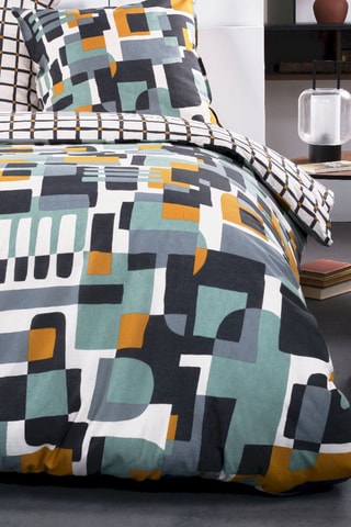 Conjunto de edredão em algodão 57 fios/cm² Sunshine - Cinzento e azul